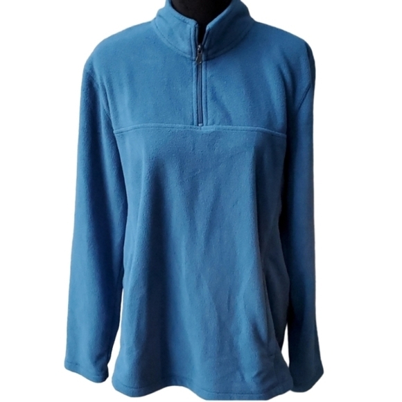 Croft & Barrow Sweater Womens Size M Blue Fleece Pullover Top Partial Zip - Picture 1 of 6